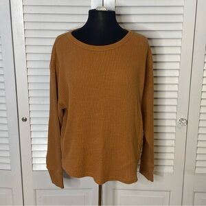 GAP | Orange Waffle Textured Long Sleeve Shirt | Size Large